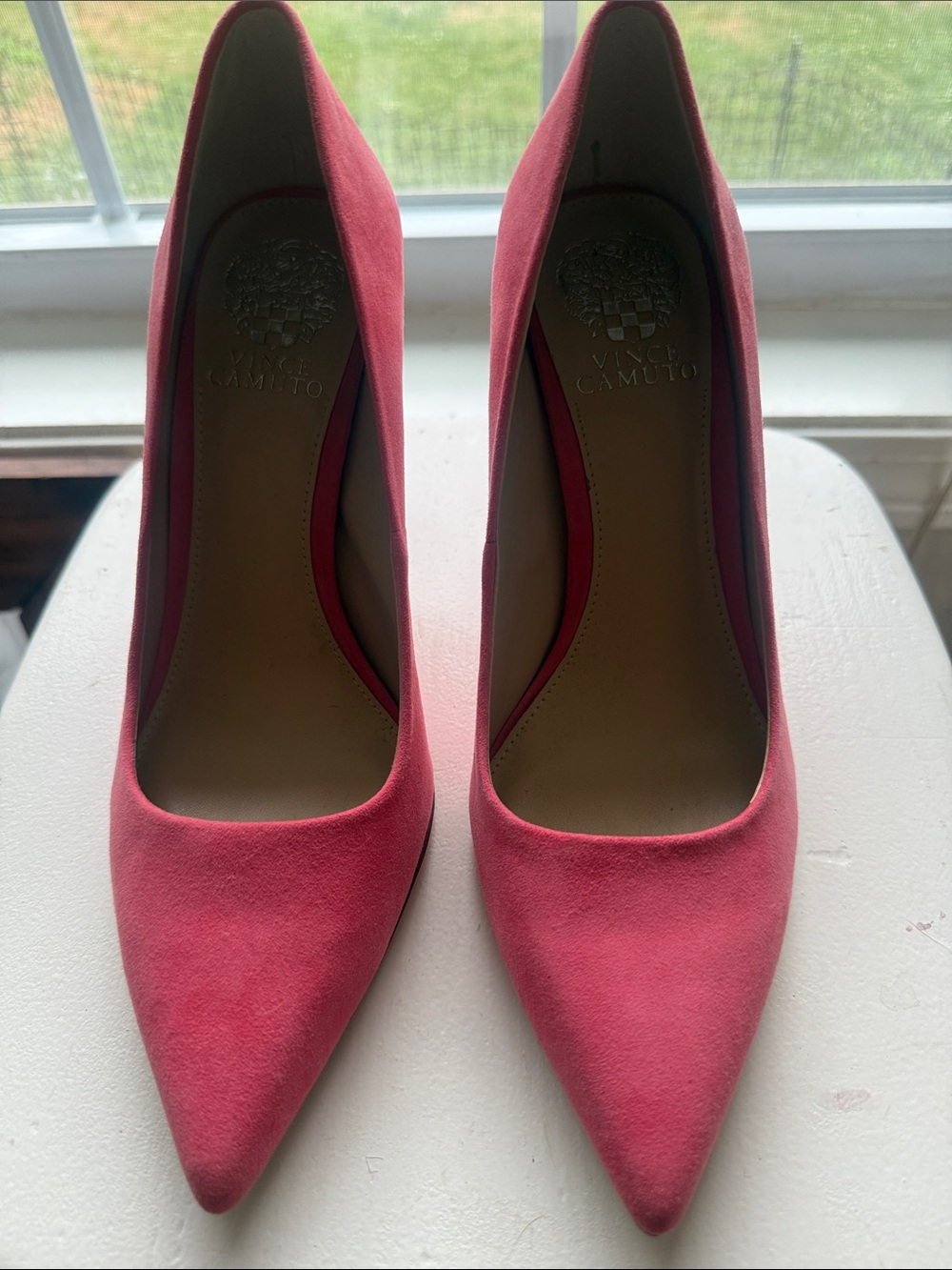 Vince Camuto Pink Suede Pointed-Toe Pumps